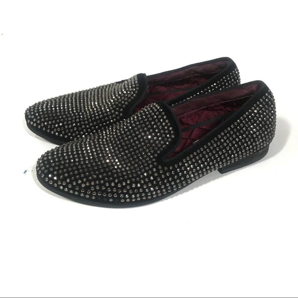 Men’s Black Studded Loafers Size 9